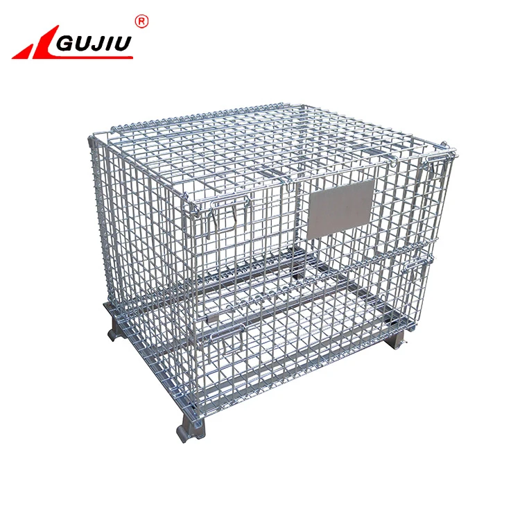 Forklift guide design industrial stain steel wire mesh collapsible baskets