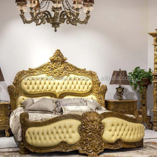 Hand carved wooden headboard queen size with storage cabinet and drawers - bedroom furniture sets clearance sale