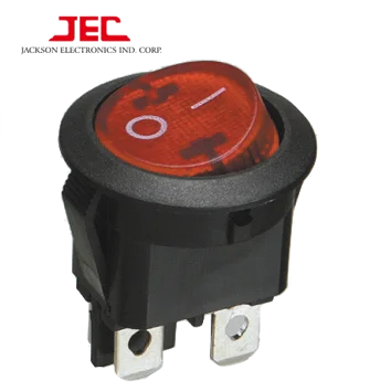 JEC RLEIL Red light Round ROCKER SWITH 606 Series ON-OFF DPST DPDT Double Pole color round switch