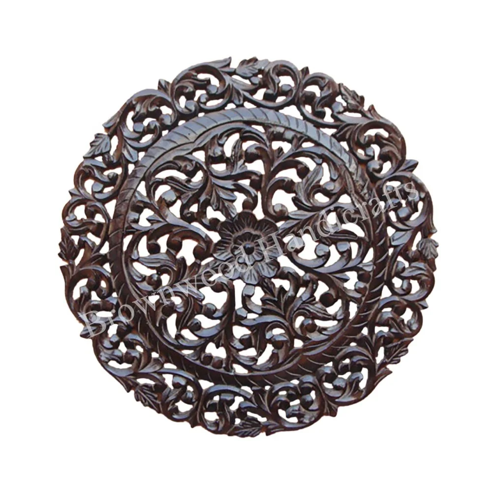 MDF Wood Hand  Carved Wall Decoration Round Panel MDF Carved Design Wall Mount Decor Panel Hanging Wall Panel at Cheap Price