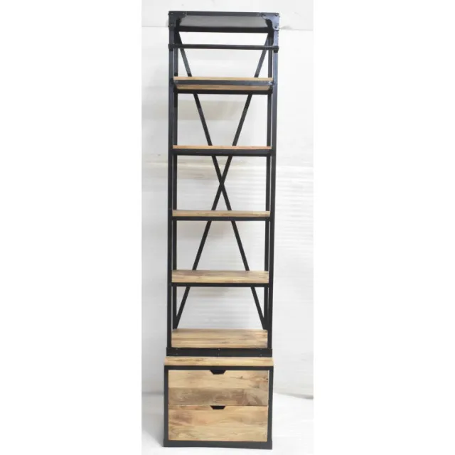 Vintage Industrial Antique American Style Iron Wooden  Tall Library Home Collage School  Ladder Book Case Bookshelf
