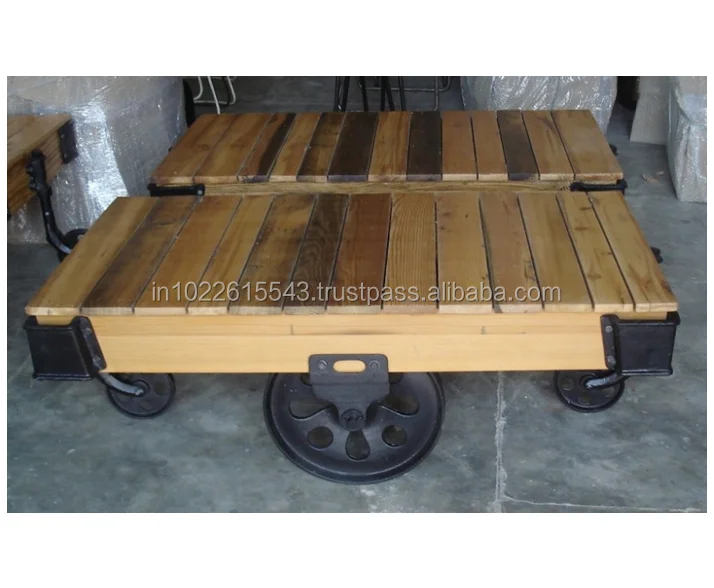 INDUSTRIAL Vintage Wheels furniture Coffee TABLE