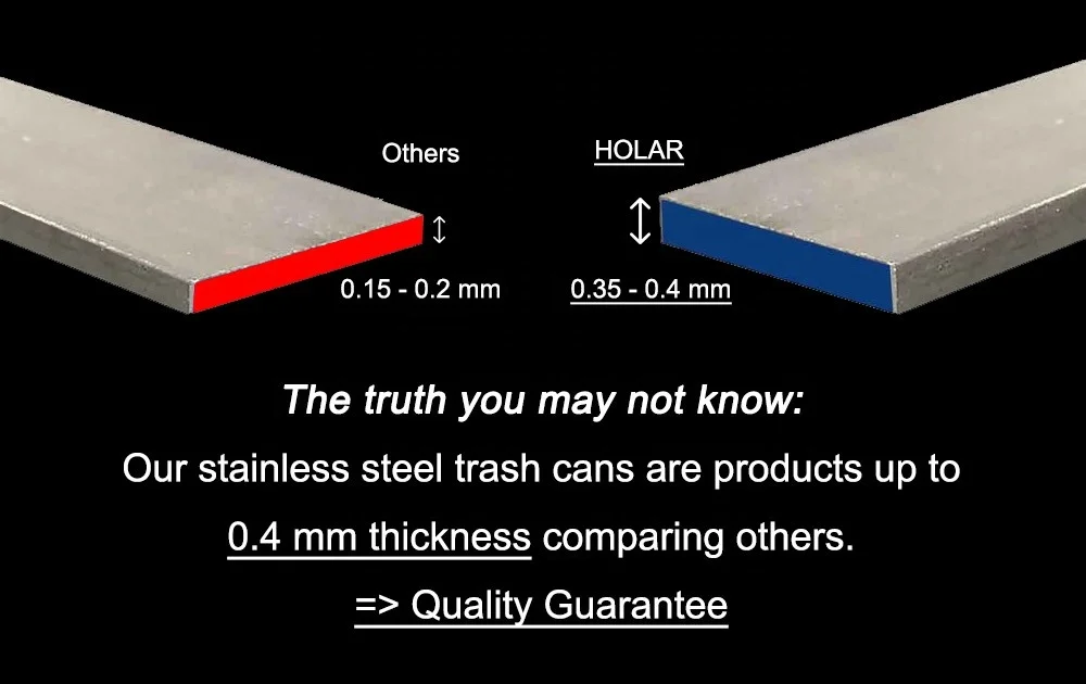 [Holar] Taiwan Made 3L to 30L Stainless Steel Step Trash Can with Pedal