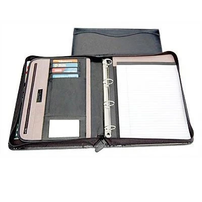 PU Leather Ring Binder With Card Pockets / Office Supplier Presentation Folder Ring Binder / Metal 3 Ring Binder