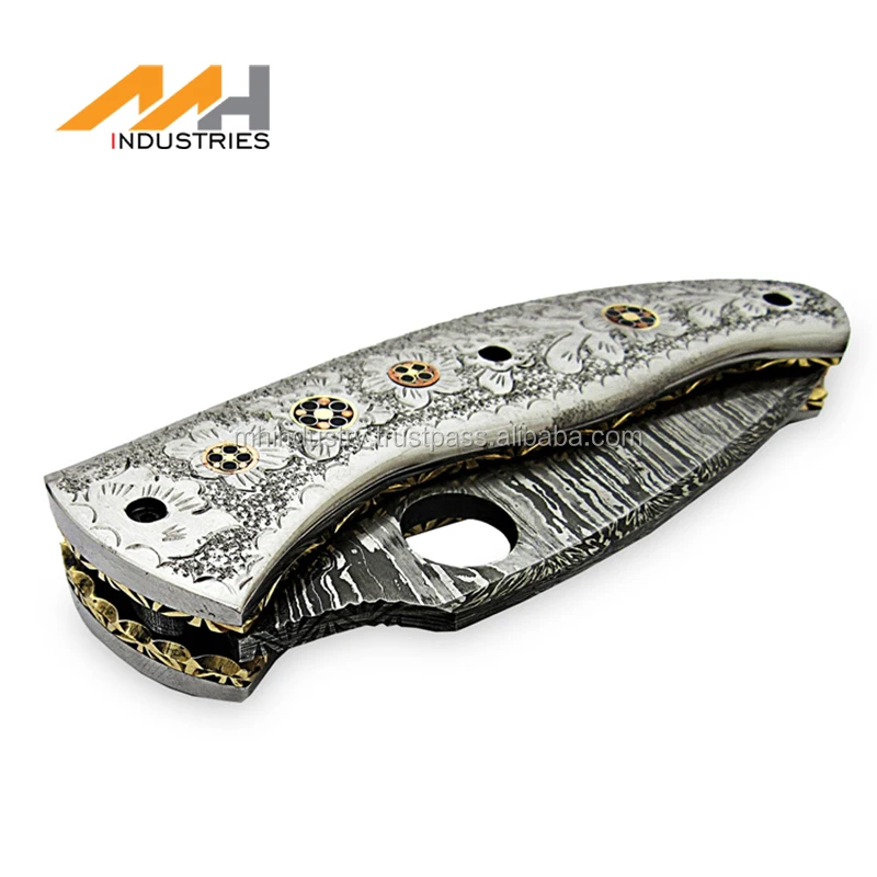 Pakistani Handmade Knife Damascus Steel Collectable with Fancy Leather Sheath Hunting Knife Stainless Steel Full Engraved 4.0mm