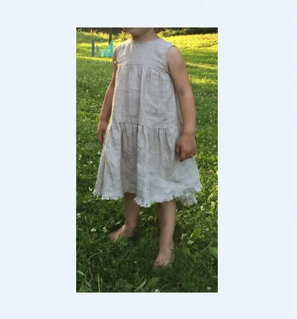 Natural linen beige toddler dress boho girl summer dress natural linen girl tunic dress