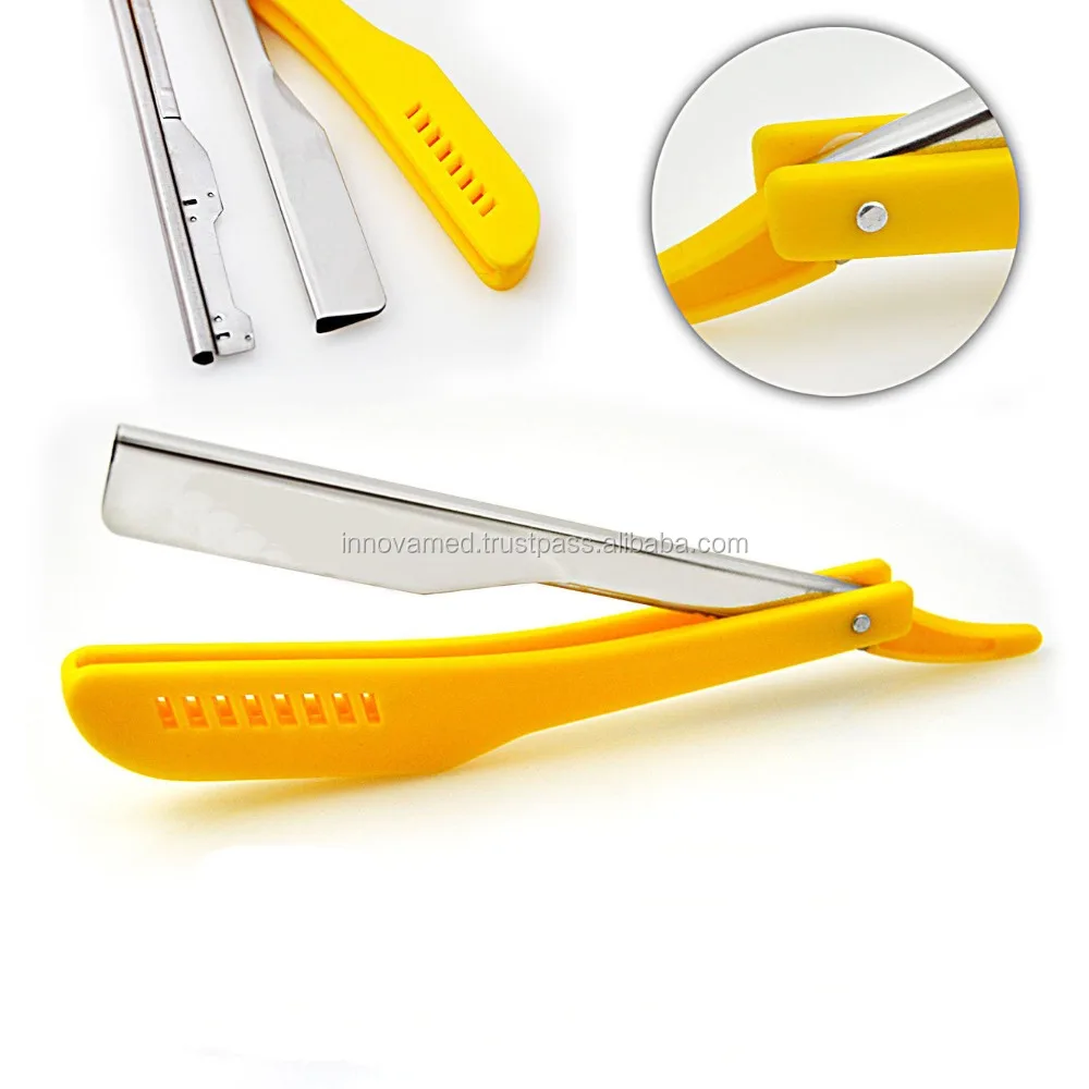 BARBER RAZOR SALON STRAIGHT CUT THROAT WET CLASSIC SHAVING YELLOW