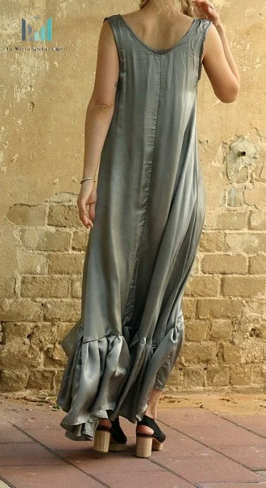 Upcoming Grey Maxi Pure silk evening dress Sexy gray silk prom dress