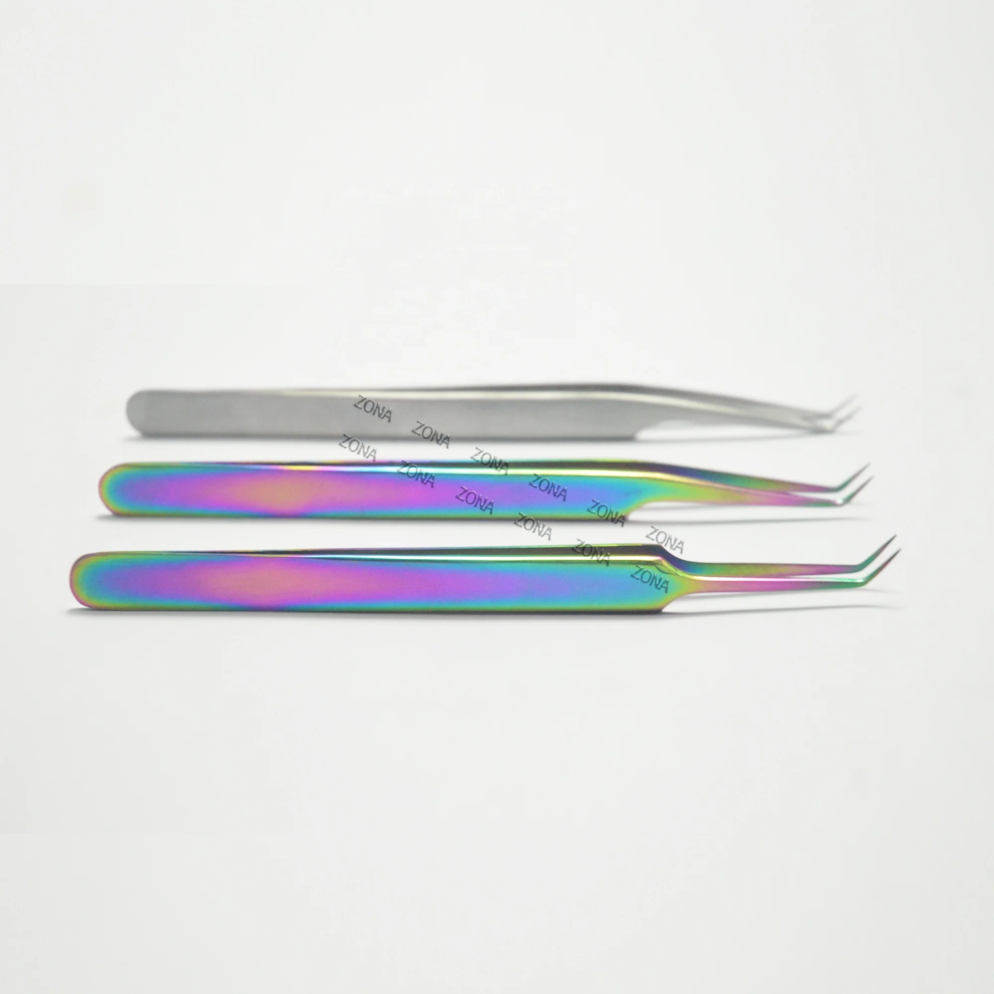 Rainbow Coated Stainless Steel is the Perfect Material for Eyelash Extension Tweezers L Type Extremely Share Eyelash Tweezers