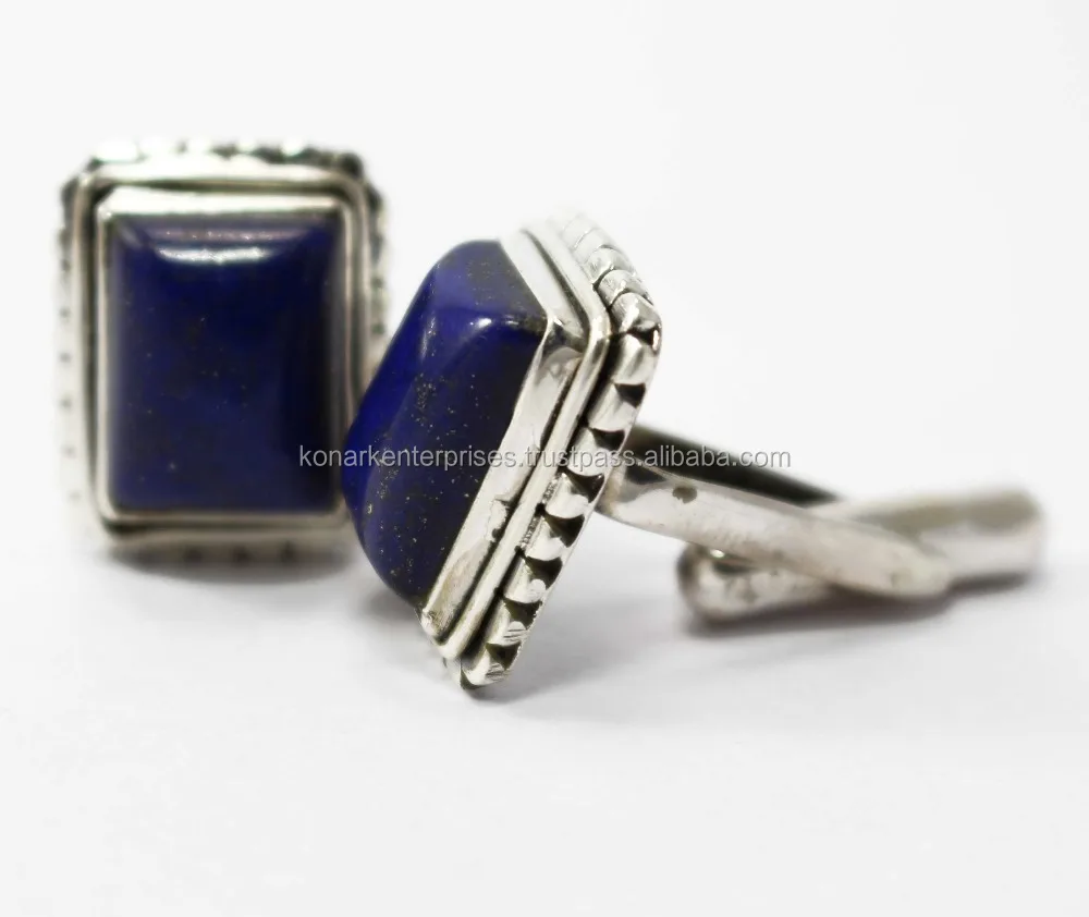 Мужские Запонки ручной работы из серебра 925 пробы с лазуритом