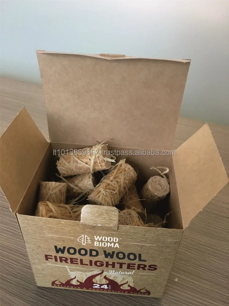 Natural Wood Wool Firelighter 25 pcs. box