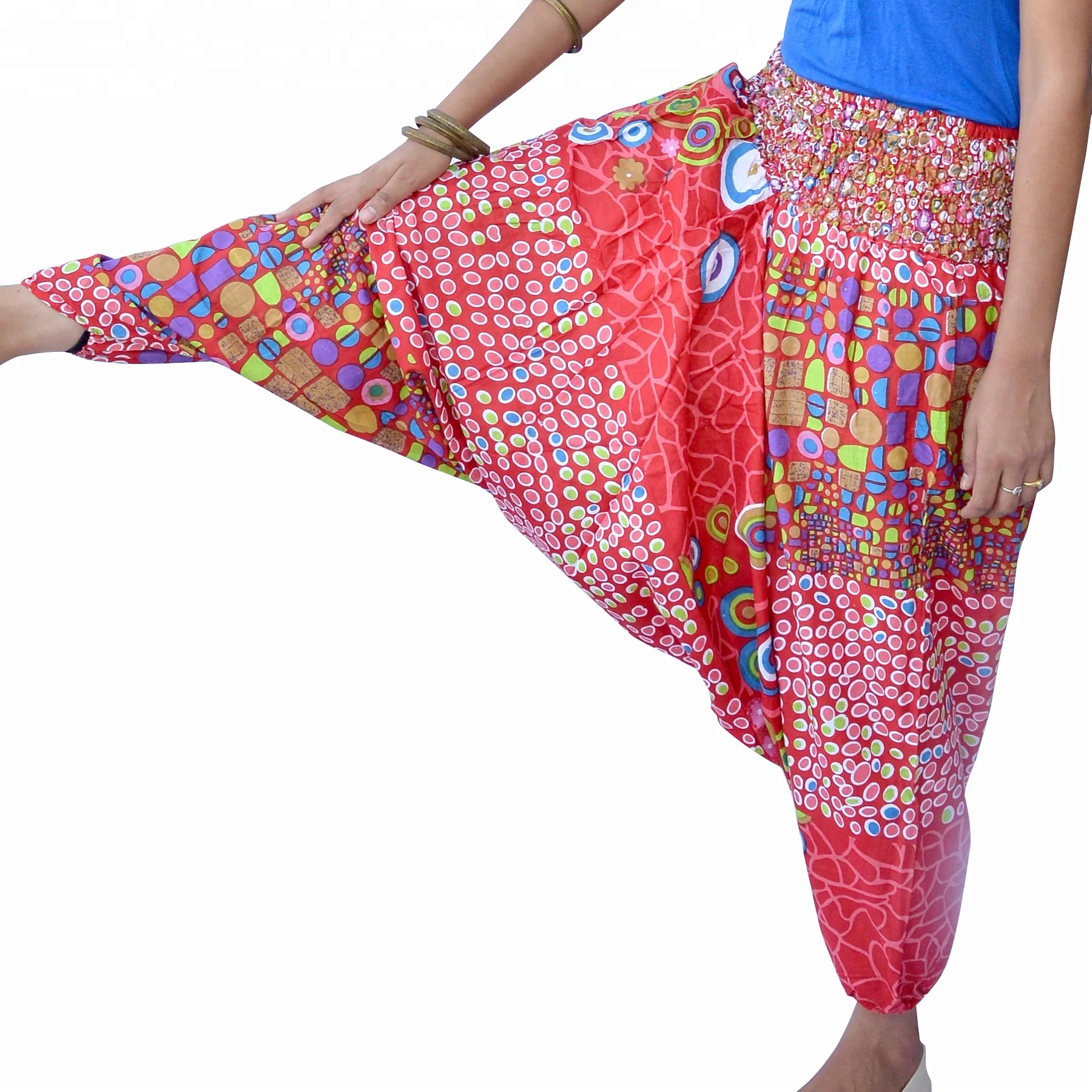 Hot Selling Indian Cotton Men And Women Harem Pant Yoga Pants Orange Printed Unisex Trouser Wholesale