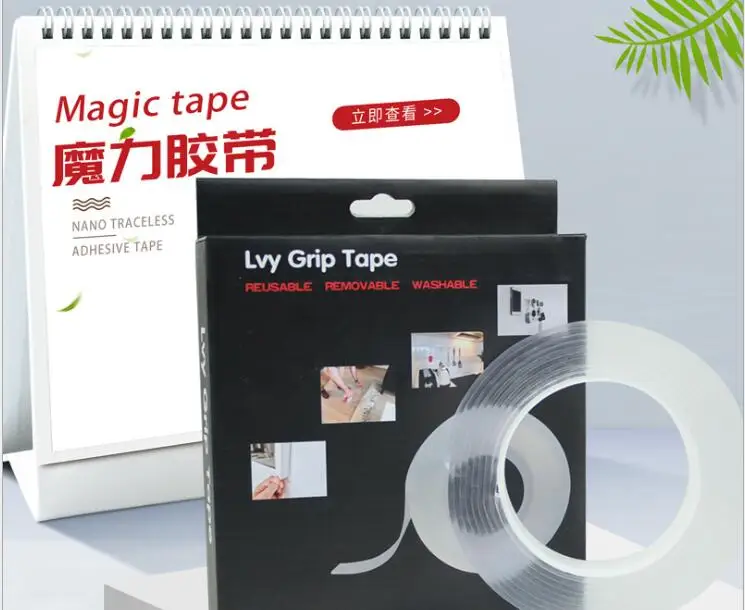 Washable Adhesive Tape nanoTape 5M/16.5Ft,The Reusable Adhesive Silicone Tape,Free to Remove, Reusable Traceless,Stick to Glass,