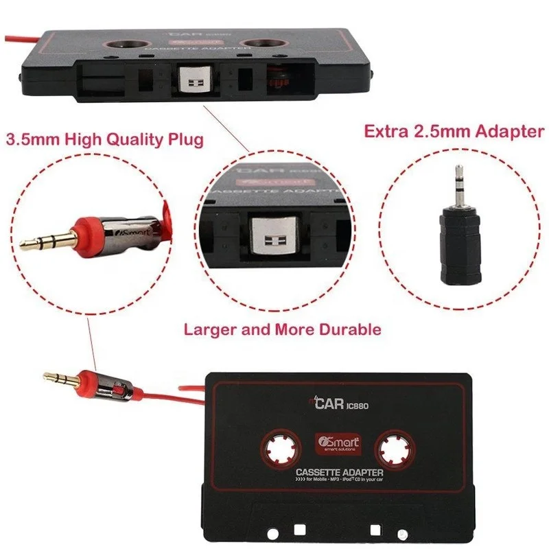 
3.5mm AUX Car Audio Cassette Tape Radio Adapter for iPhone iPod Mp3 CD Player 