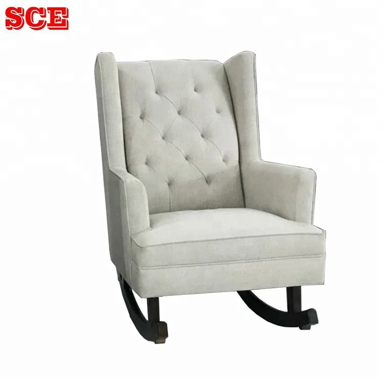 Upholstered rocking recliner sofa chair Wood Lazy Rocking Chair