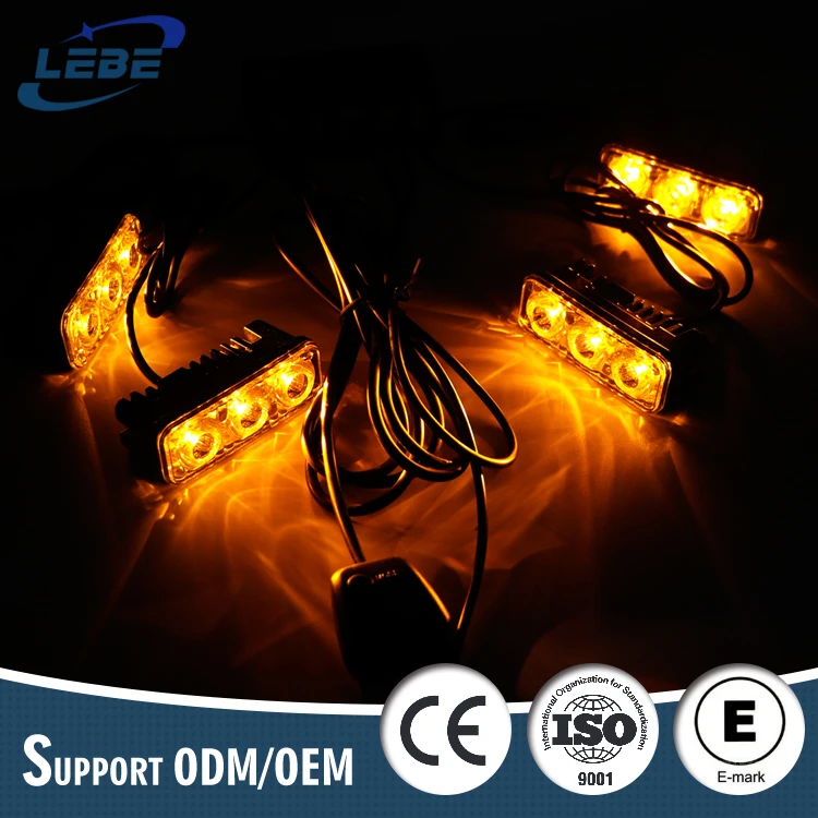 12Volt amber blinking automotive flasher Led grille strobe lights for truck