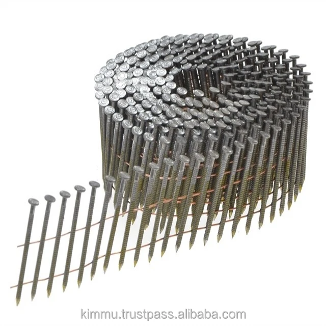 For Coil Nailer Top Quality Factory Direct 15 Degree Flat Head Wire Collated Nail Coil Nail 2 1/4 Framing Nail