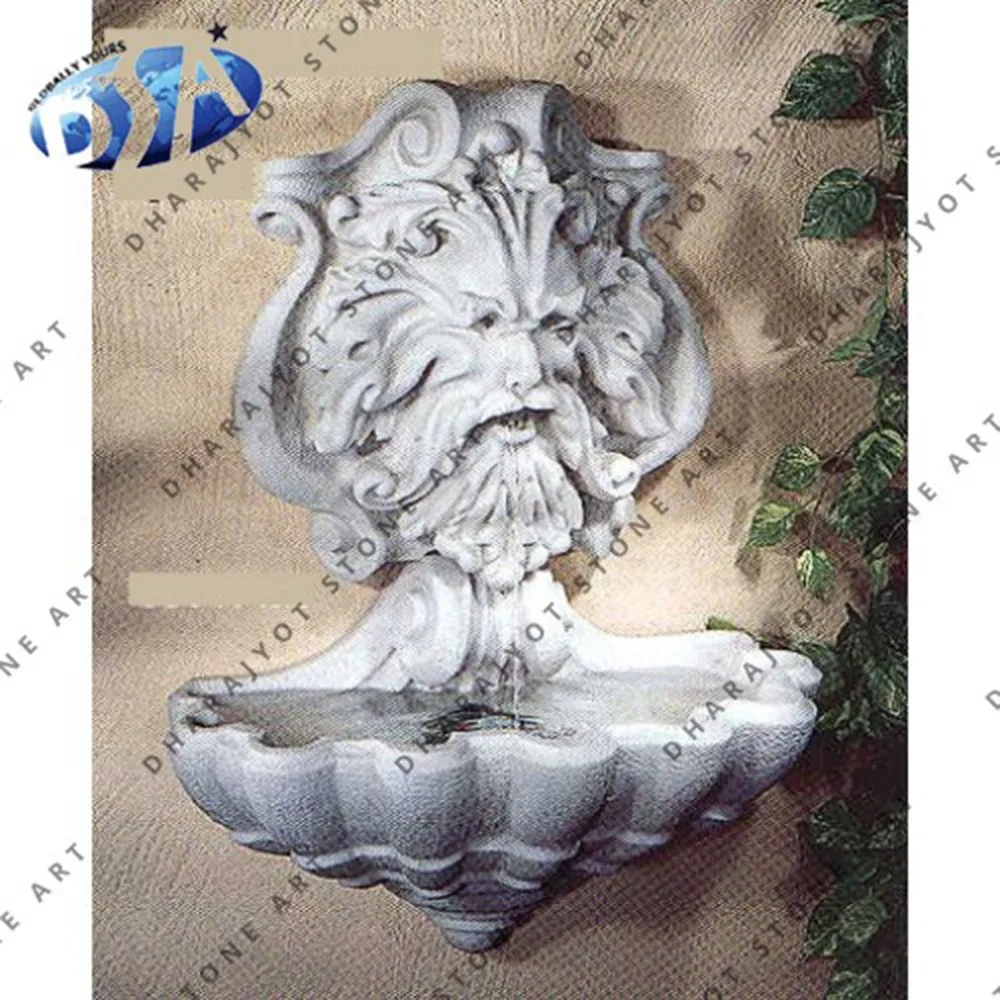 human head carved wall hanging fountain