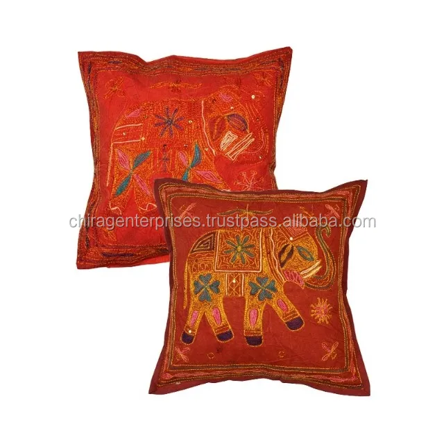 Cotton Handmade Suzani Pillowcase with Zipper Decorative Boho Hippie Cushion Cover 16X16inch Cushion