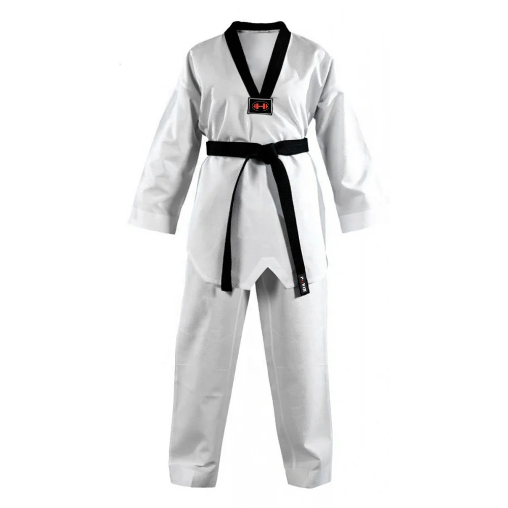 OEM Customized Design High Quality Cotton/Polyester White Black Taekwondo Uniform for Men