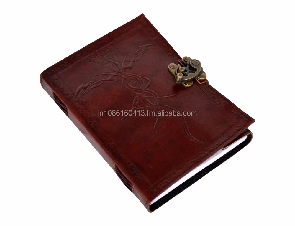 LEATHER EMBOSSED CELTIC CROSS JOURNAL - PERSONAL LEATHER WRITING DIARY NOTEPAD HANDMADE LEATHER DAIRY