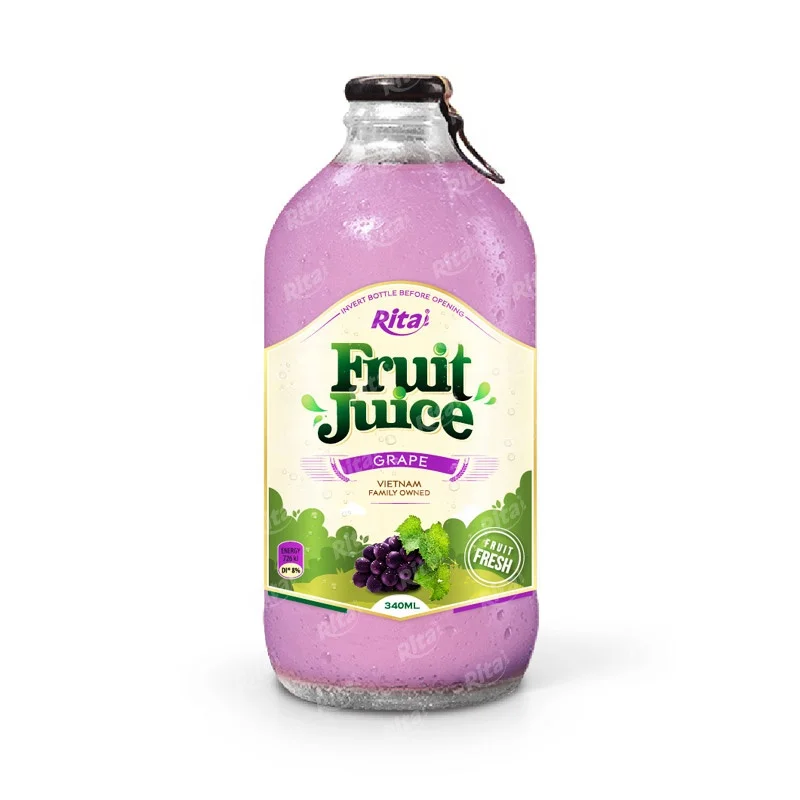 RITA Food and Beverage 340ml Glass Bottle Grape Fruit Juice Drink