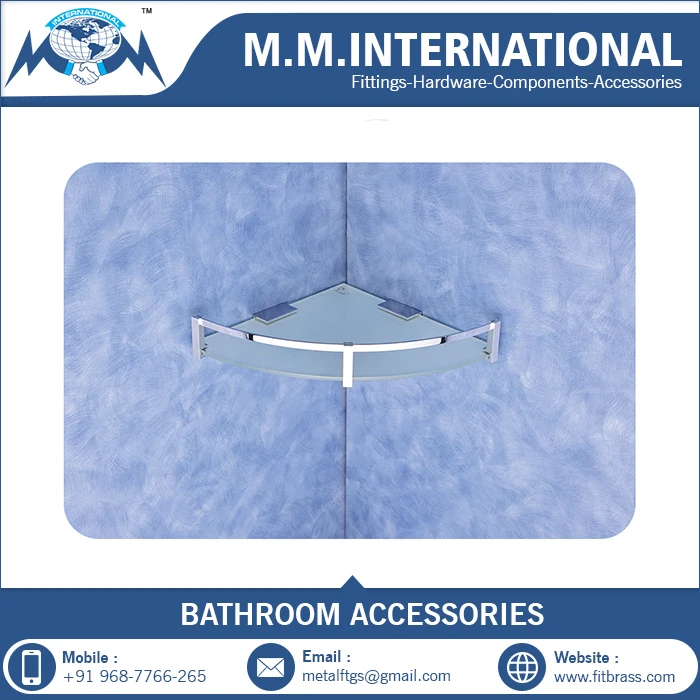 Bathroom Glass Corner Shelf with froasted and tempered glass manufacturer from india