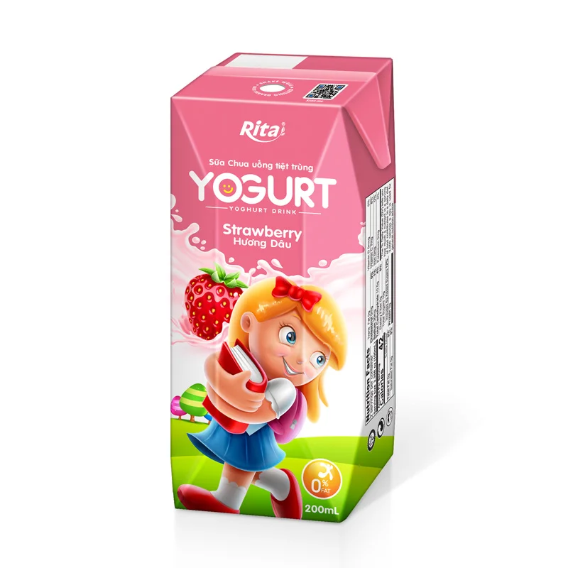
200ml Paper Box Strawberry Flavor Yogurt Drink for Kids 