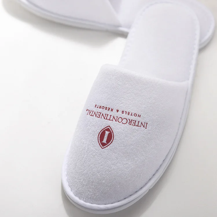 Premium Quality Luxury Custom Logo Comfortable Cotton Terry Eva Hotel Slipper