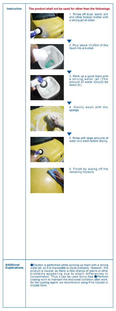 Japan original car wash shampoo BODY CLEAN (high concentrated) 800ml set by SENSHA