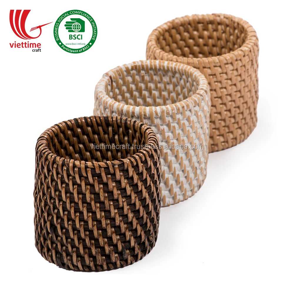 Wicker Weaved Rattan Napkin Holder Ring Wholesale