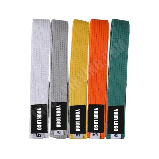 KARATE JUDO TAEKWONDO Customized Wholesale Bjj Gi jiu jitsu Gi Belt COLOURED COTTON BELT MARTIAL ARTS
