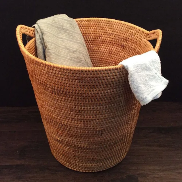 Extra large rattan and wicker laundry basket