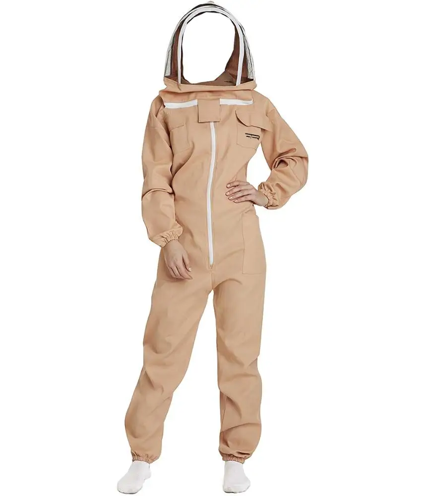 
Beekeeping Suit - Sand - (All-in-One) - Fencing Veil - Total Protection for Professional & Beginner Beekeepers 
