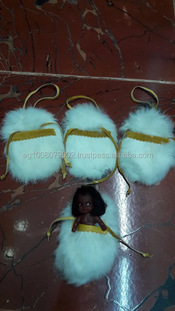 rabbit fur craft doll in bag