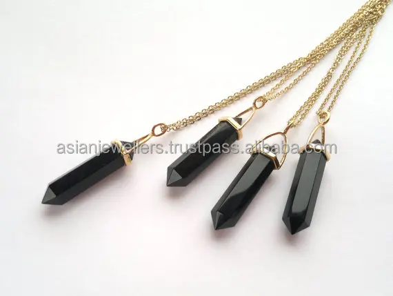 925 sterling silver Black Onyx gemstone pendant gold plated Handmade Indian Jewelry
