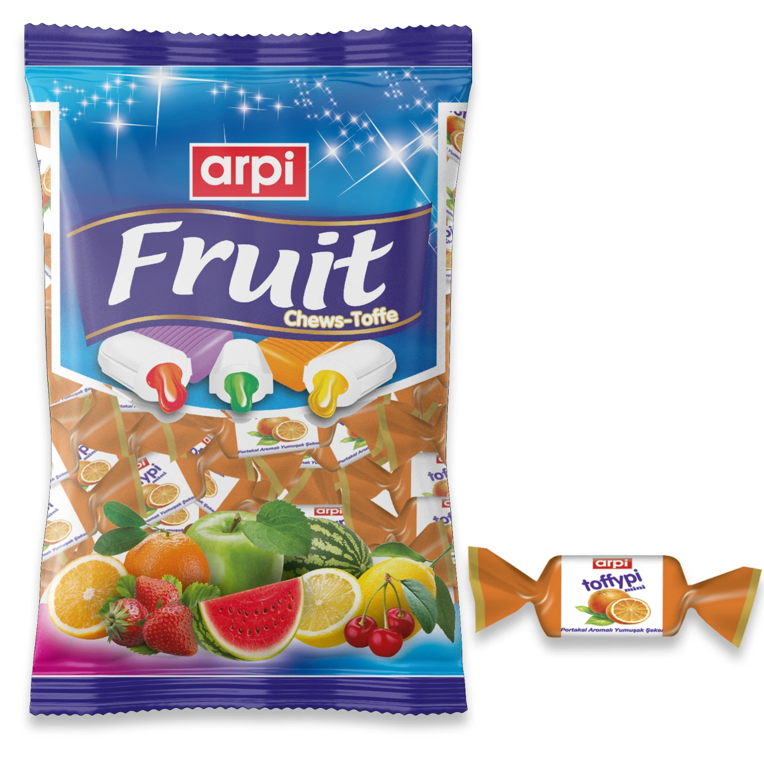 
Toffypi Mini Fruity Soft (Chew) Candy 1 KG Fruit Bag 