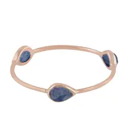 Three Pear Gemstone Band Ring Wholesaler 18k Rose Gold Blue Sapphire Women Jewelry Manufacture