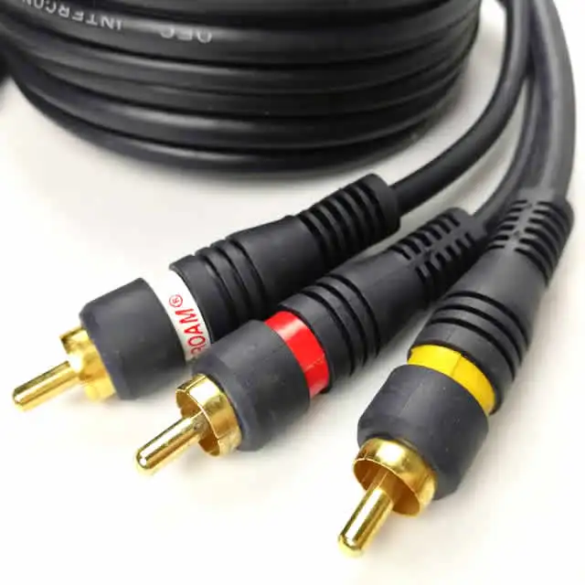 High quality coaxial 3rca to 3rca male 5 m audio video cable