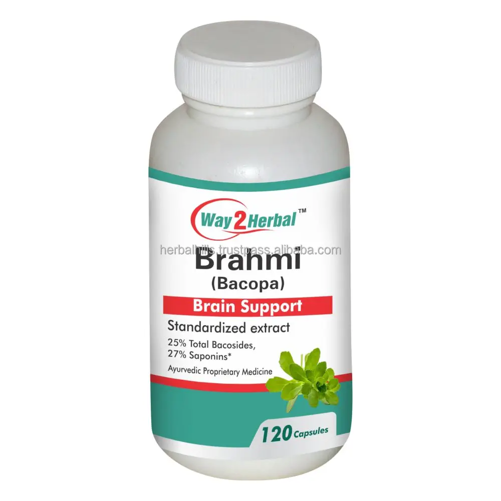 
Way2herbal Brahmi / Bacopa capsule, 300 mg , 120 count- Ayurvedic Stress, Brain & hair care supplement 
