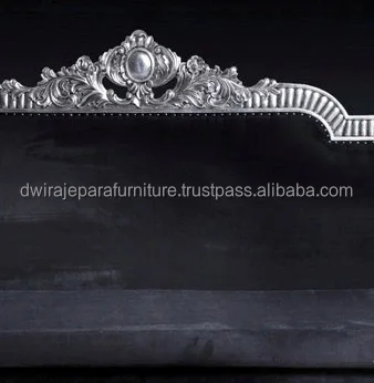 Furniture Classic Wooden Carved Sofa Antique Silver Color Italian Style