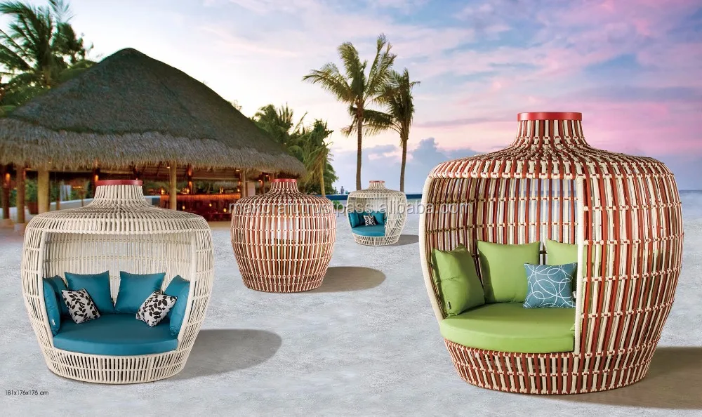 
Apple shape synthetic garden rattan outdoor sun lounger -Garden patio wicker round sunbed outdoor furniture for resort/pool club 