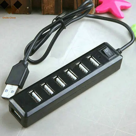 Бесплатная доставка многопортовый умный компьютерный со внешним зарядным устройством зарядное устройство usb hub на 7 портов с переключателем