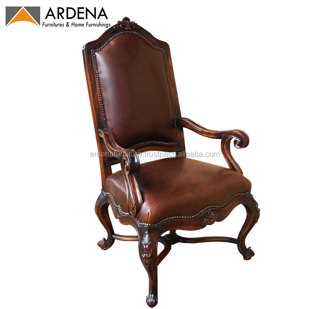 Antique Italian Luxury Armchair with Hand Carved Ornaments European Furniture Comfortable Chair for Home Office