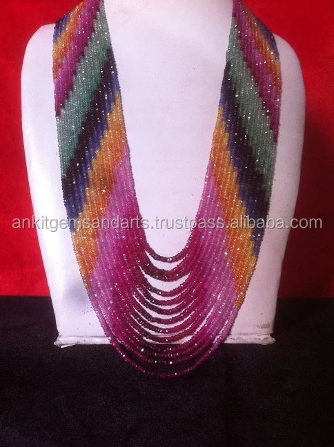 Natural Multi Sapphire Beads Emerald Ruby Sapphire Beads