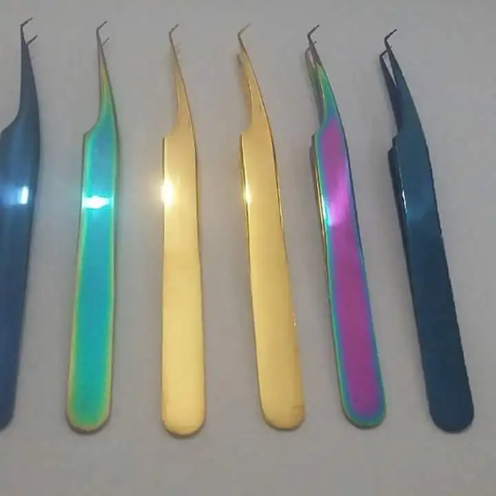 
Russian Rounded L Shape Volume Lash Tweezer with black colored handle get 