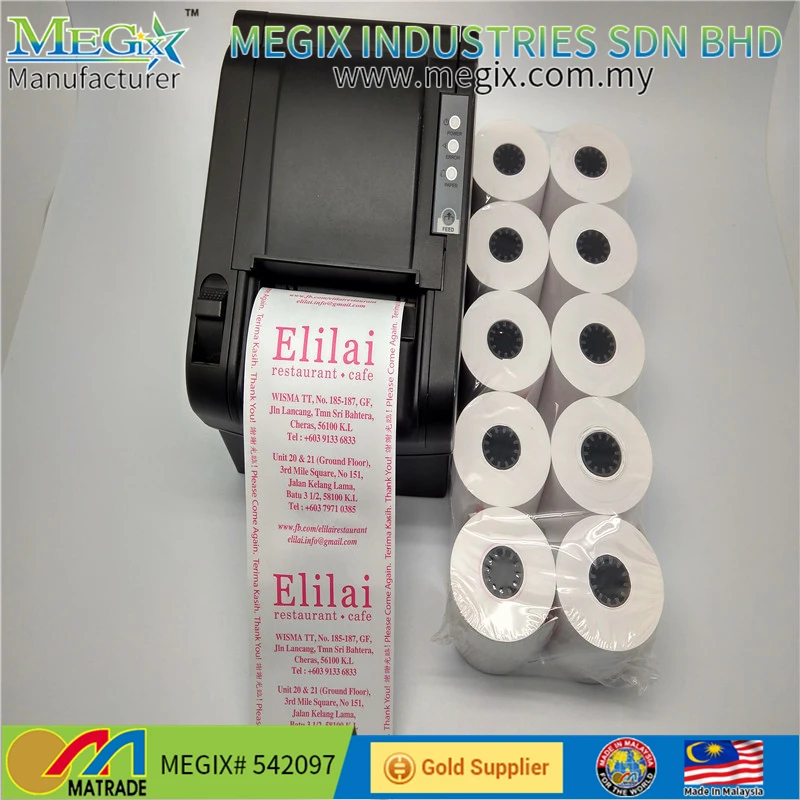 High quality black image cash register thermal paper 80*70 80*60 80*60 Malaysia manufacture