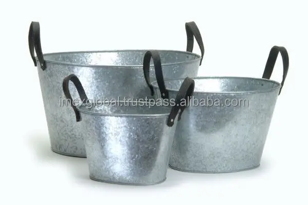 Iron planters buckets with great design and yellow powder coated color for luxury home decoration and gardening planters buckets