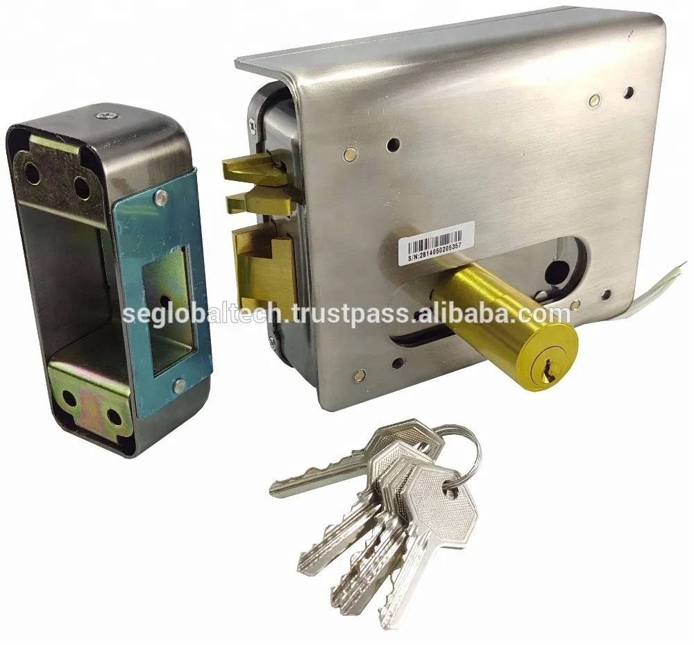 Door Access- Remote Control Electric Rim Lock with Cover Plate