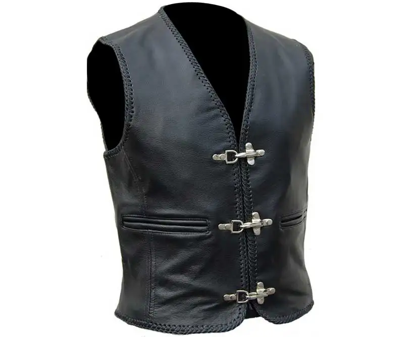 Latest Design Biker Leather Vest Motorcycle Textile Trucker Vest Pakistan GENUINE Leather OUTER Wear Breathable Anti-shrink